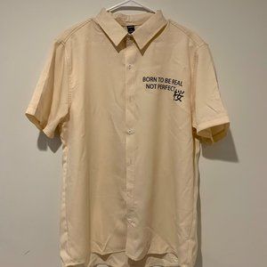 Men's Graphic Print Button Up Blouse Rolled Up Short Sleeve Shirt